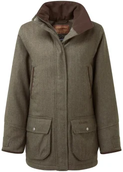 Hot Ptarmigan Tweed Coat - Loden Green Herringbone Tweed Women Coats & Jackets