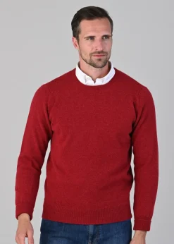 Outlet Rob 2 Ply Lambswool Crew Neck - Poppy Mel Knitwear