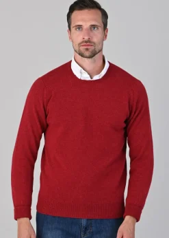Outlet Rob 2 Ply Lambswool Crew Neck - Poppy Mel Knitwear