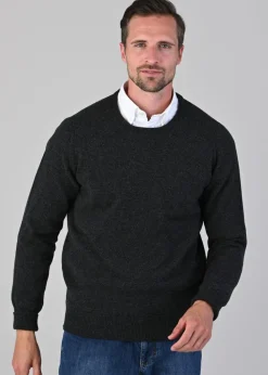 Sale Rob 2 Ply Lambswool Crew Neck - Charcoal Knitwear