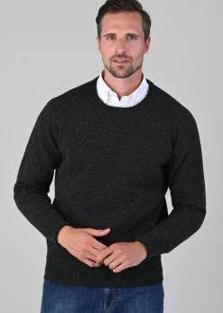 Sale Rob 2 Ply Lambswool Crew Neck - Charcoal Knitwear