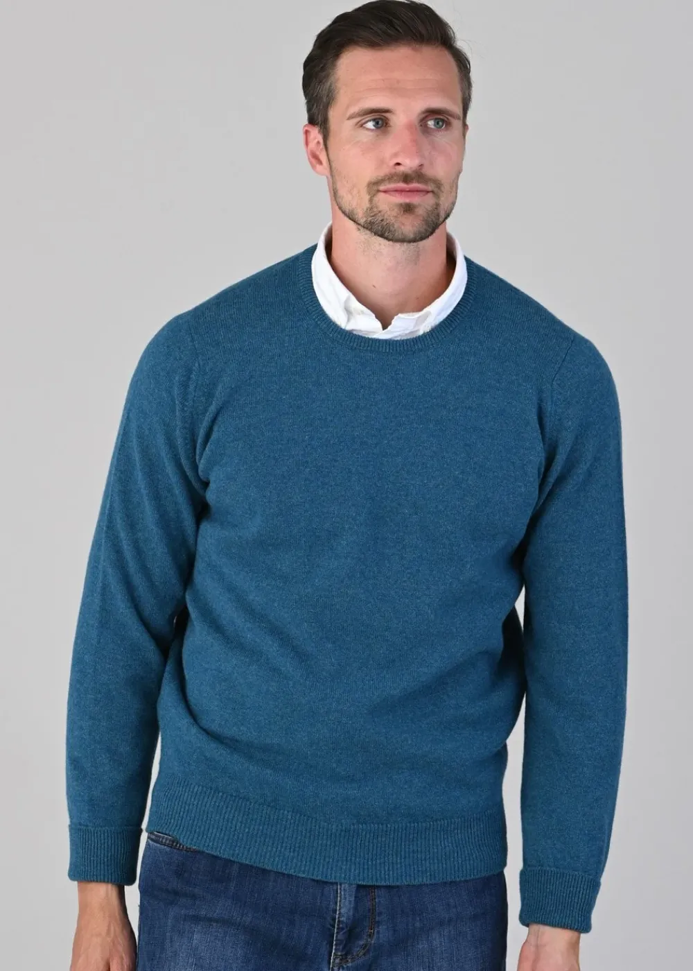 Sale Rob 2 Ply Lambswool Crew Neck - Mallard Knitwear