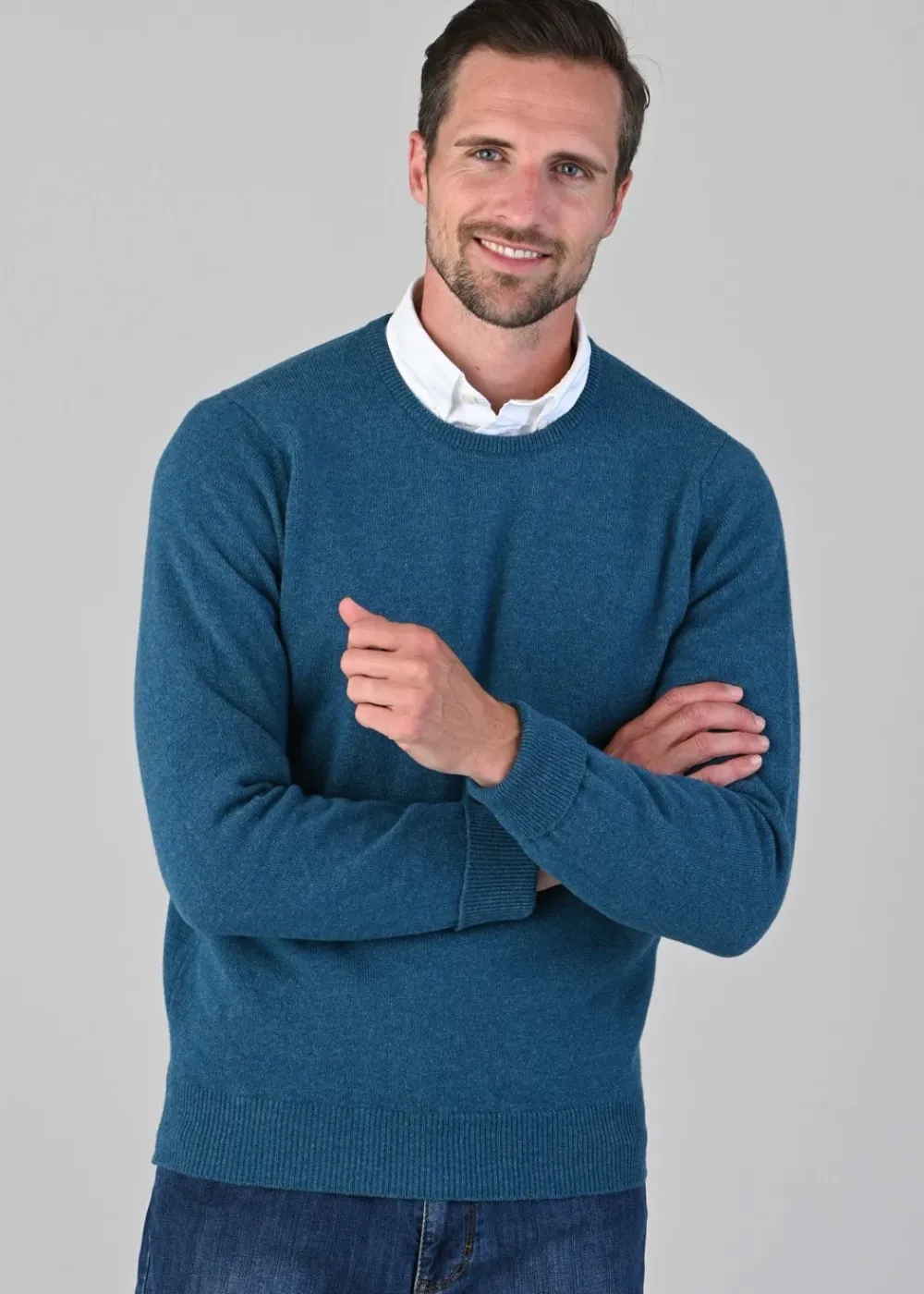 Sale Rob 2 Ply Lambswool Crew Neck - Mallard Knitwear