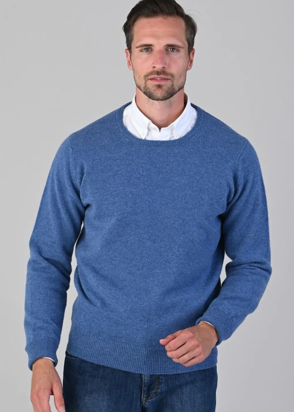 Sale Rob 2 Ply Lambswool Crew Neck - Jeans Knitwear