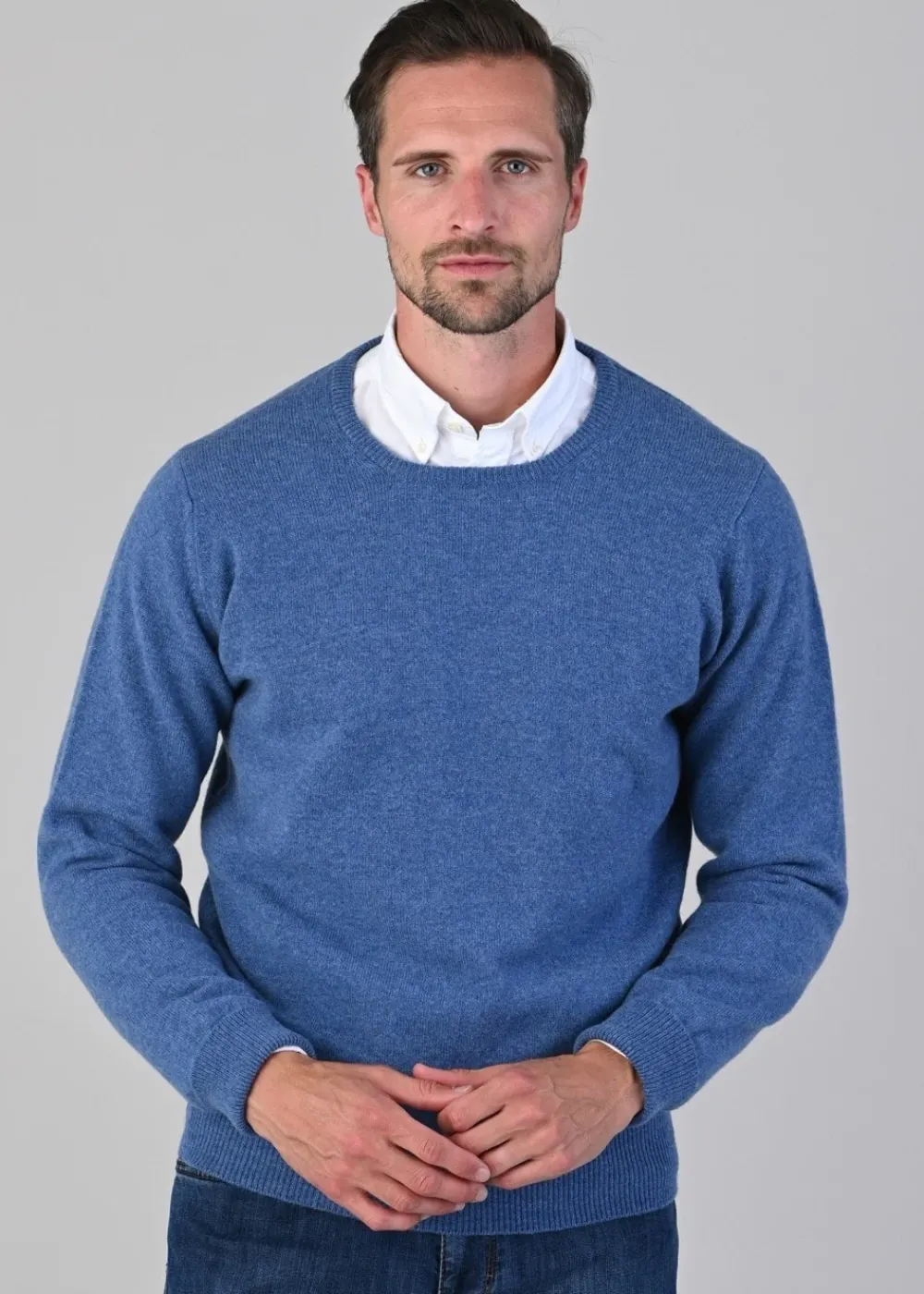 Sale Rob 2 Ply Lambswool Crew Neck - Jeans Knitwear