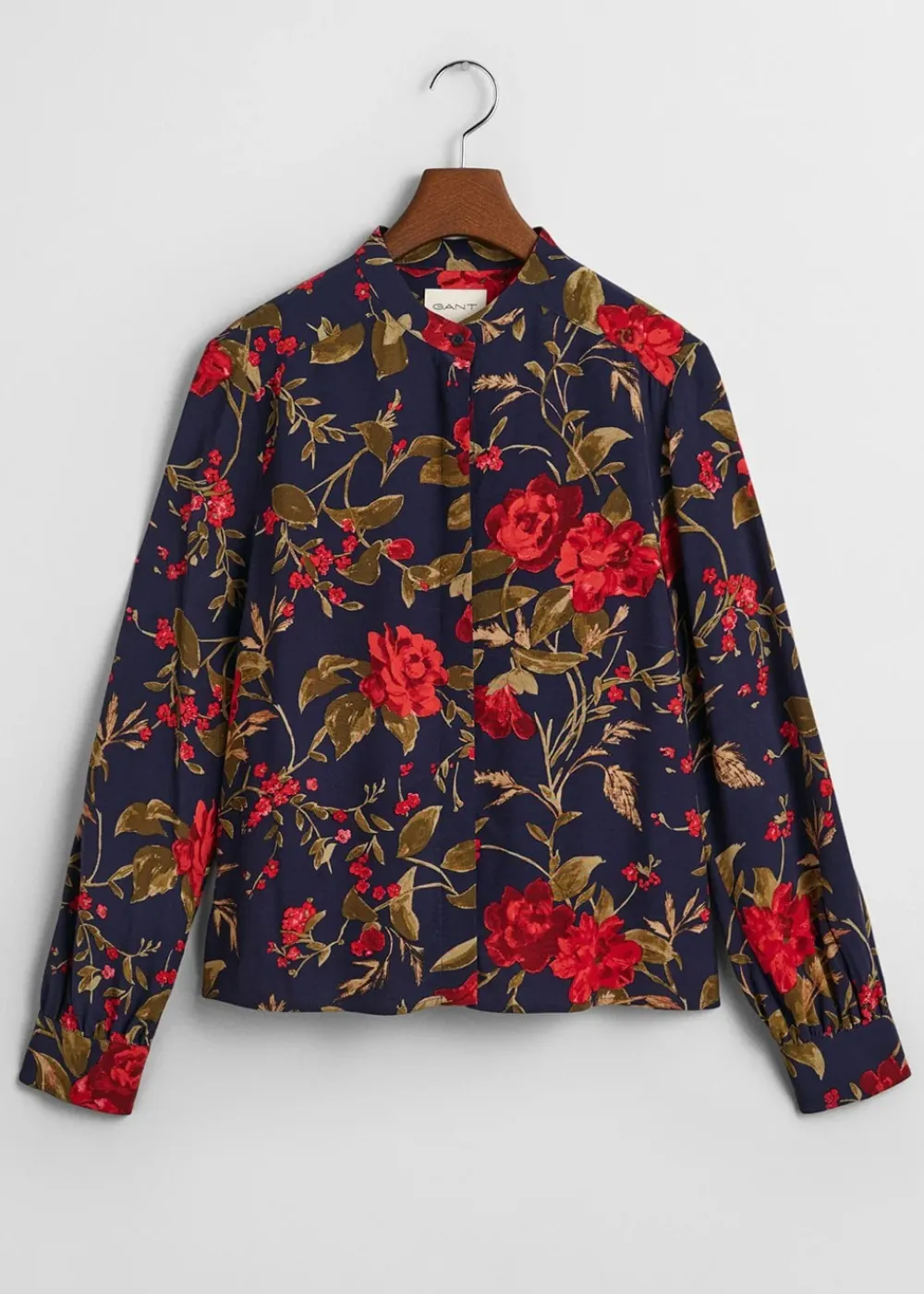 Sale Rose Print Blouse - Classic Blue Women Shirts And Blouses