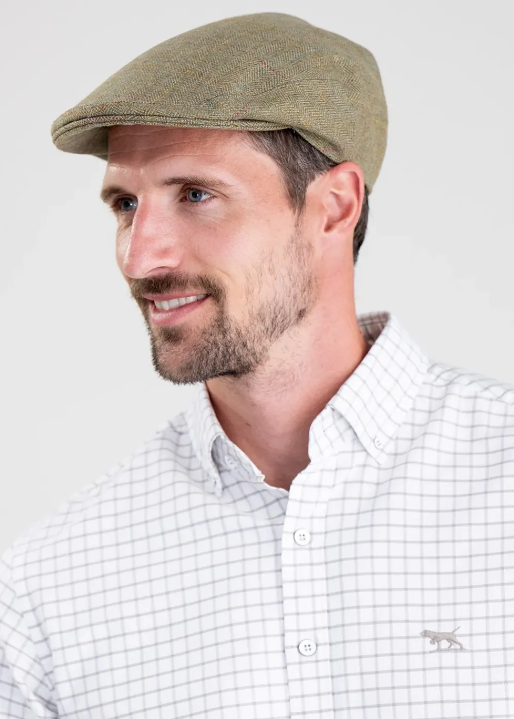 Discount Rutherford Tweed Cap - Soft Moorland with Gold, Sky and Rust Check Tweed Flat Caps|Hats & Caps