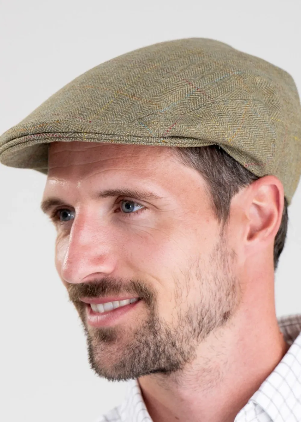 Discount Rutherford Tweed Cap - Soft Moorland with Gold, Sky and Rust Check Tweed Flat Caps|Hats & Caps