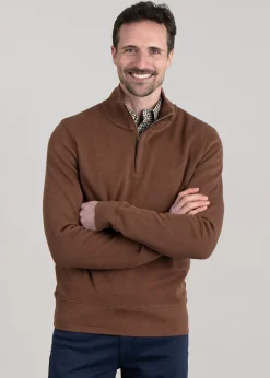Clearance Sacker Rib Half Zip - Weathered Brown Knitwear