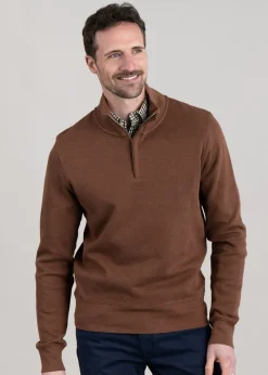 Clearance Sacker Rib Half Zip - Weathered Brown Knitwear