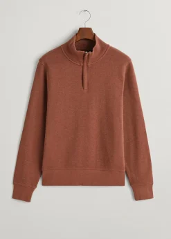 Clearance Sacker Rib Half Zip - Weathered Brown Knitwear