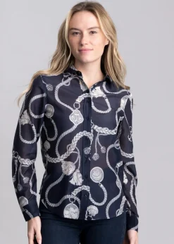 Online Sailing Print Cotton Silk Shirt - Women Shirts And Blouses