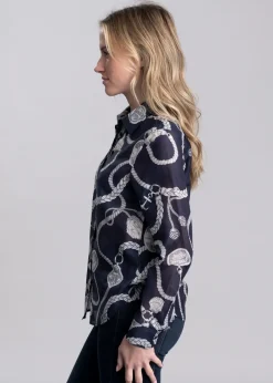 Online Sailing Print Cotton Silk Shirt - Women Shirts And Blouses