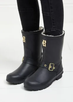 New Sherpa Lined Chelsea Wellingtons - Matte Black Women Wellies|Wellies