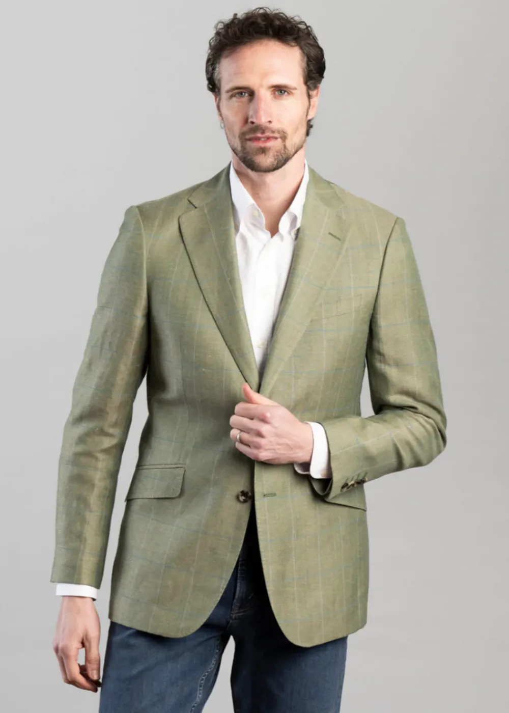 Best Shilbottle Tweed Jacket - Green Herringbone with Blue and Purple Check Tweed & Tailored Jackets