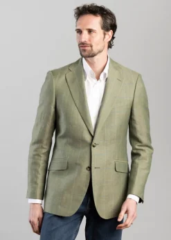 Best Shilbottle Tweed Jacket - Green Herringbone with Blue and Purple Check Tweed & Tailored Jackets