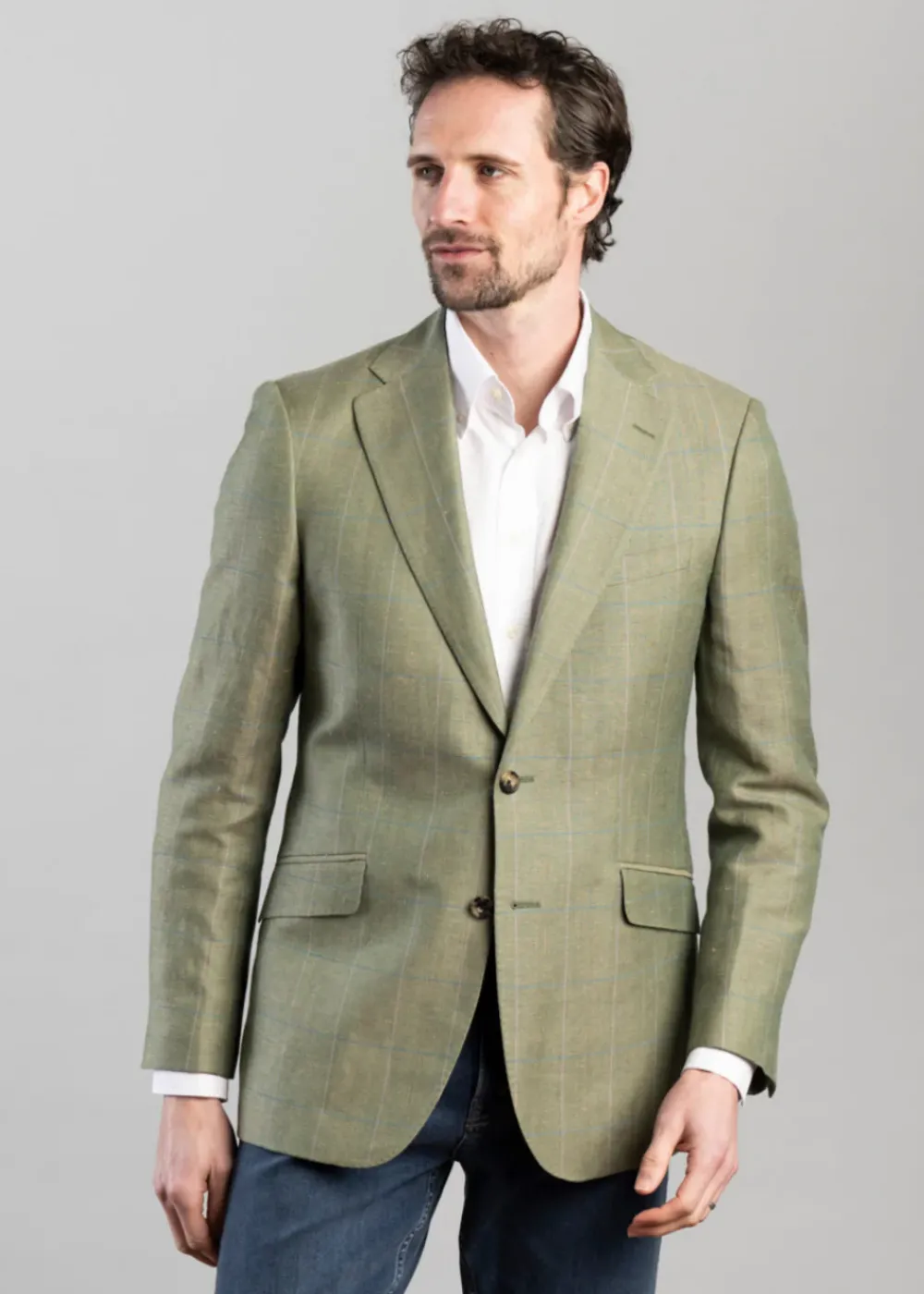 Best Shilbottle Tweed Jacket - Green Herringbone with Blue and Purple Check Tweed & Tailored Jackets
