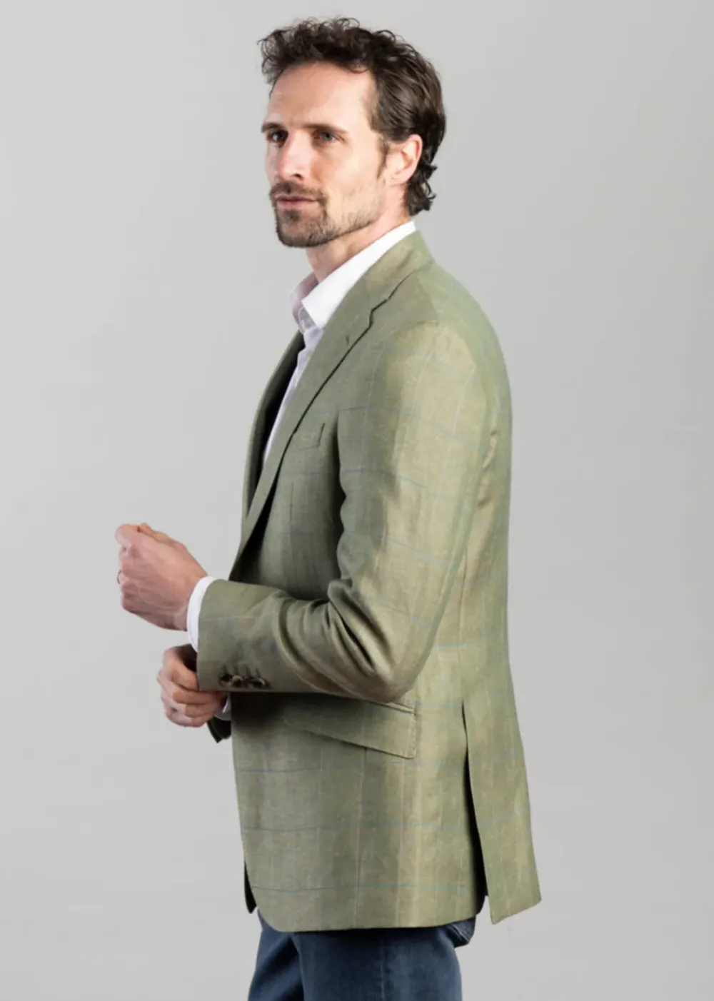 Best Shilbottle Tweed Jacket - Green Herringbone with Blue and Purple Check Tweed & Tailored Jackets