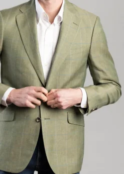 Best Shilbottle Tweed Jacket - Green Herringbone with Blue and Purple Check Tweed & Tailored Jackets