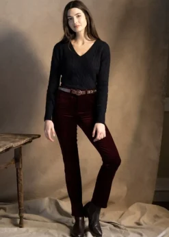 Clearance Sophia Cashmere Cable Vee Neck - Women Knitwear