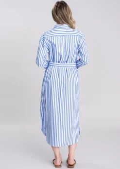 Sale Striped Poplin Shirt Dress - White Women Dresses