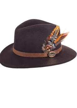 Hot Suffolk Fedora Bronze Side Feather - Women Hats & Caps