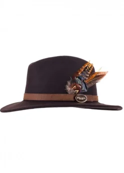 Hot Suffolk Fedora Bronze Side Feather - Women Hats & Caps