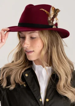 Fashion Suffolk Fedora Bronze Side Feather - Women Hats & Caps
