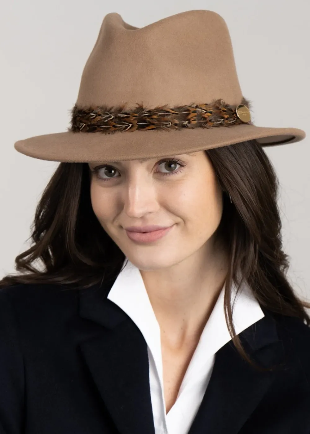 Clearance Suffolk Fedora Bronze Wrap - Women Hats & Caps