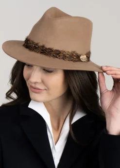 Clearance Suffolk Fedora Bronze Wrap - Women Hats & Caps