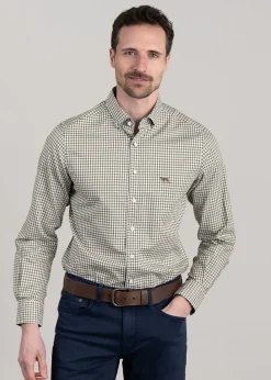 Clearance Superfine Gunn Check Oxford Shirt - Loden Shirts