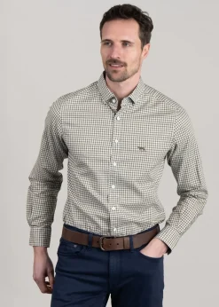 Clearance Superfine Gunn Check Oxford Shirt - Loden Shirts