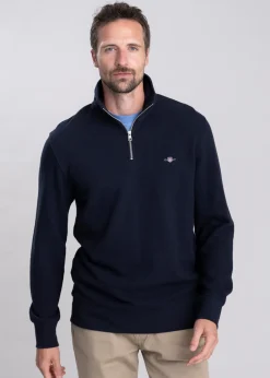 Discount Texture Half Zip Sweatshirt - Evening Blue Sweatshirts