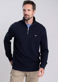 Discount Texture Half Zip Sweatshirt - Evening Blue Sweatshirts