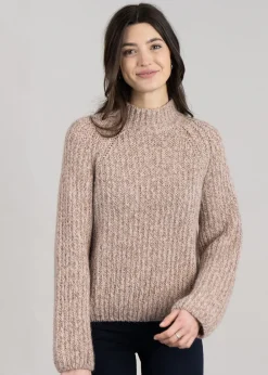 Sale Textured Stand Collar Knit - Salmon Pink Women Knitwear