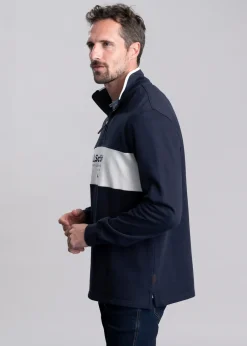 Fashion Trencrom Quarter Zip - Navy and Stone Sweatshirts|Knitwear