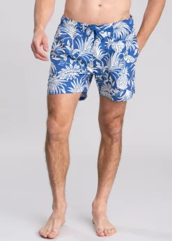 Hot Tropical Print Swim Shorts - Rich Blue Shorts