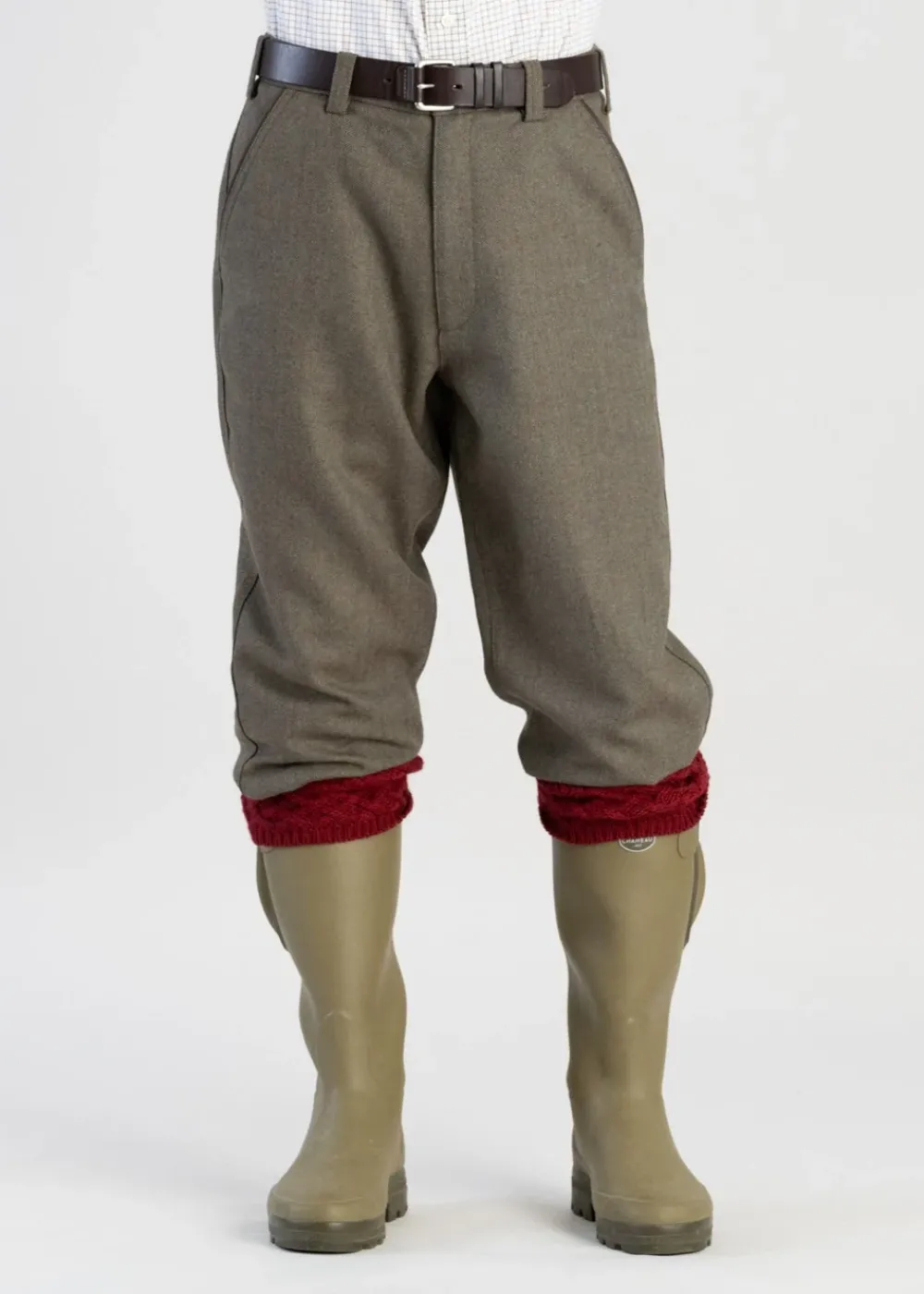 Hot Tweed Plus 4's - Loden Green Herringbone Trousers & Jeans