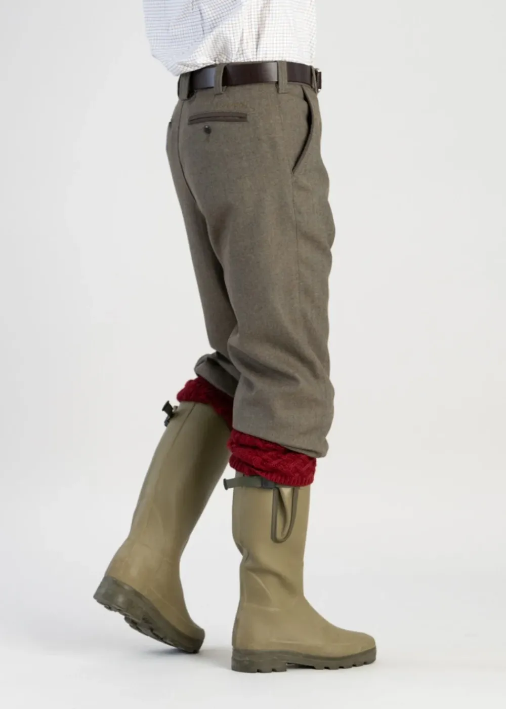 Hot Tweed Plus 4's - Loden Green Herringbone Trousers & Jeans