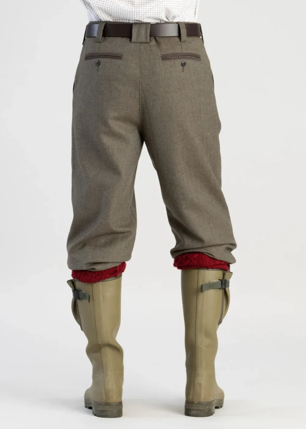 Hot Tweed Plus 4's - Loden Green Herringbone Trousers & Jeans