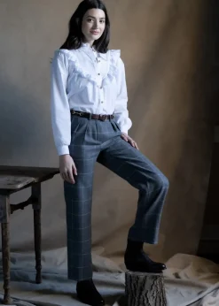 Outlet Twill Wide Leg Trousers - Women Trousers & Jeans