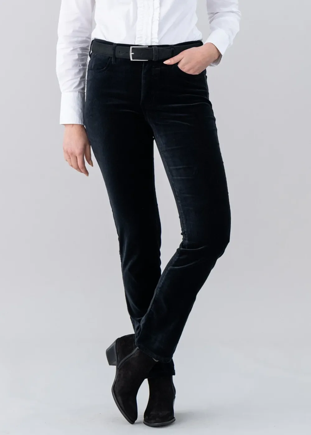Fashion Velvet Straight Leg Jeans - Women Trousers & Jeans
