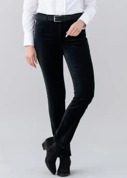Fashion Velvet Straight Leg Jeans - Women Trousers & Jeans