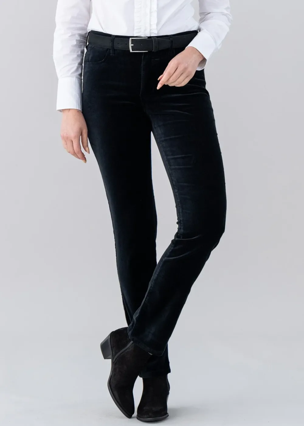 Fashion Velvet Straight Leg Jeans - Women Trousers & Jeans