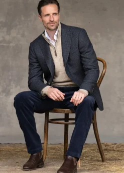 New Warkworth Tweed Jacket - Houndstooth Check with Grey and Navy Tweed & Tailored Jackets