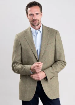 New Wooler Tweed Jacket - Camel and Green Twill with Gold and Pink Check Tweed & Tailored Jackets
