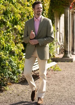 New Wooler Tweed Jacket - Camel and Green Twill with Gold and Pink Check Tweed & Tailored Jackets